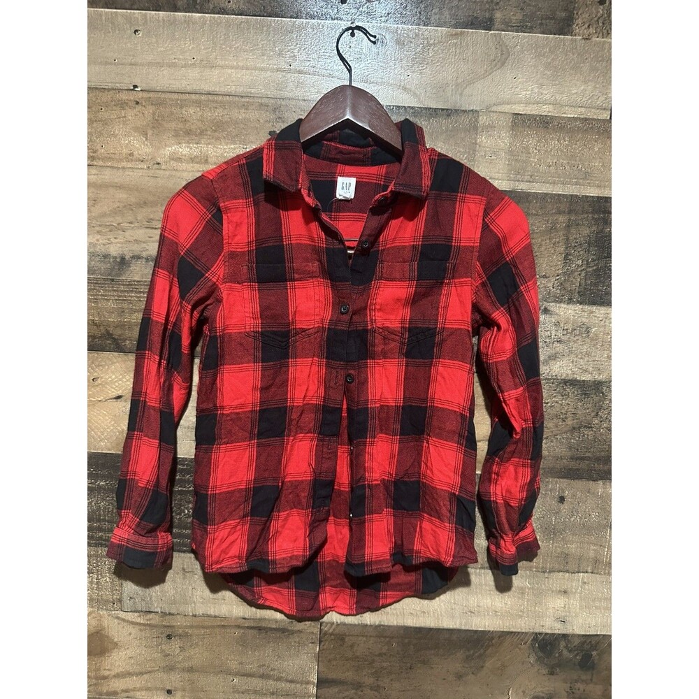 Gap Kids (10) Red Plaid Long Sleeve Top Girls Button Down Shirt Fall